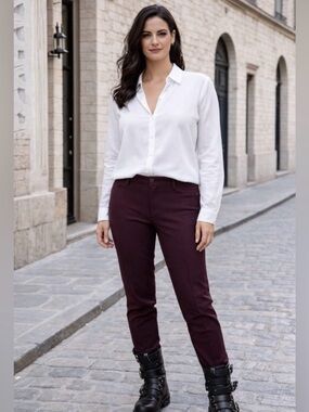 Liverpool Slim Ankle Pants in Wine